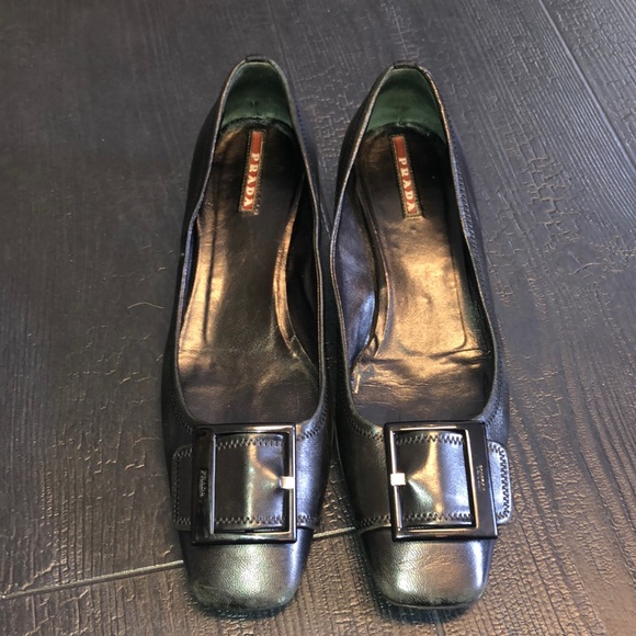 Prada Shoes - Prada Kitten Heels 38 Fits US 8 Black Leather